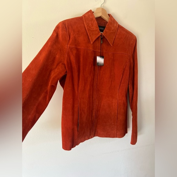 Pritti Kristen Blake Orange Washable Suede Full-Zip Jacket Size Large NWT - Picture 4 of 11